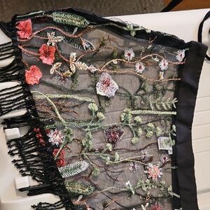 iHeartRaves Lace Flowerfields Beaded Mini Skirt - Black/Green